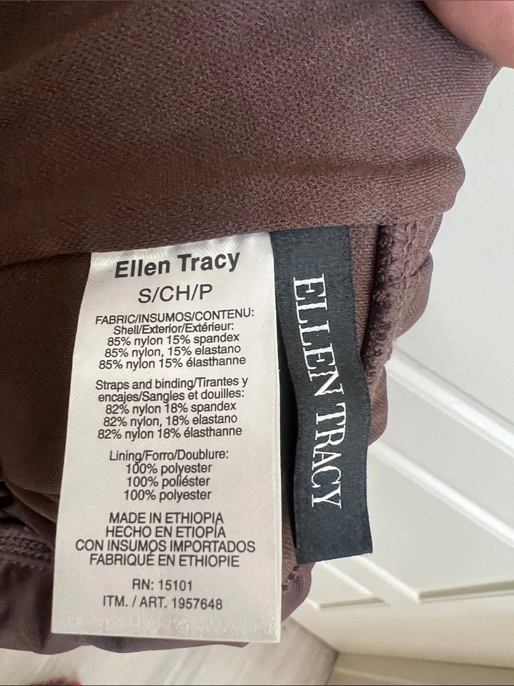 ELLEN TRACY NEW RIBBED ONE PIECE SWIMSUIT S brown summer vacation resort beach